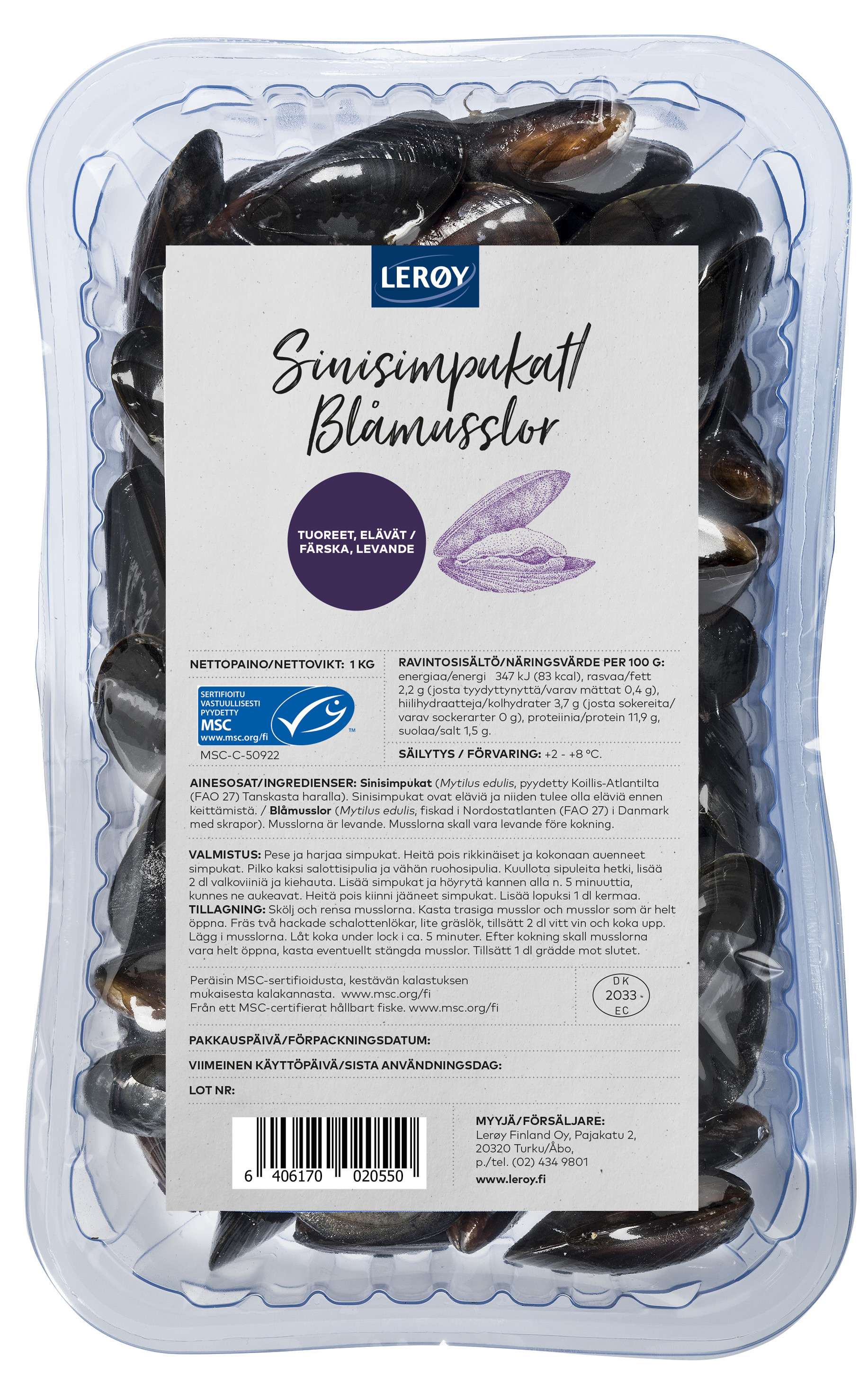 Sinisimpukat 1 kg