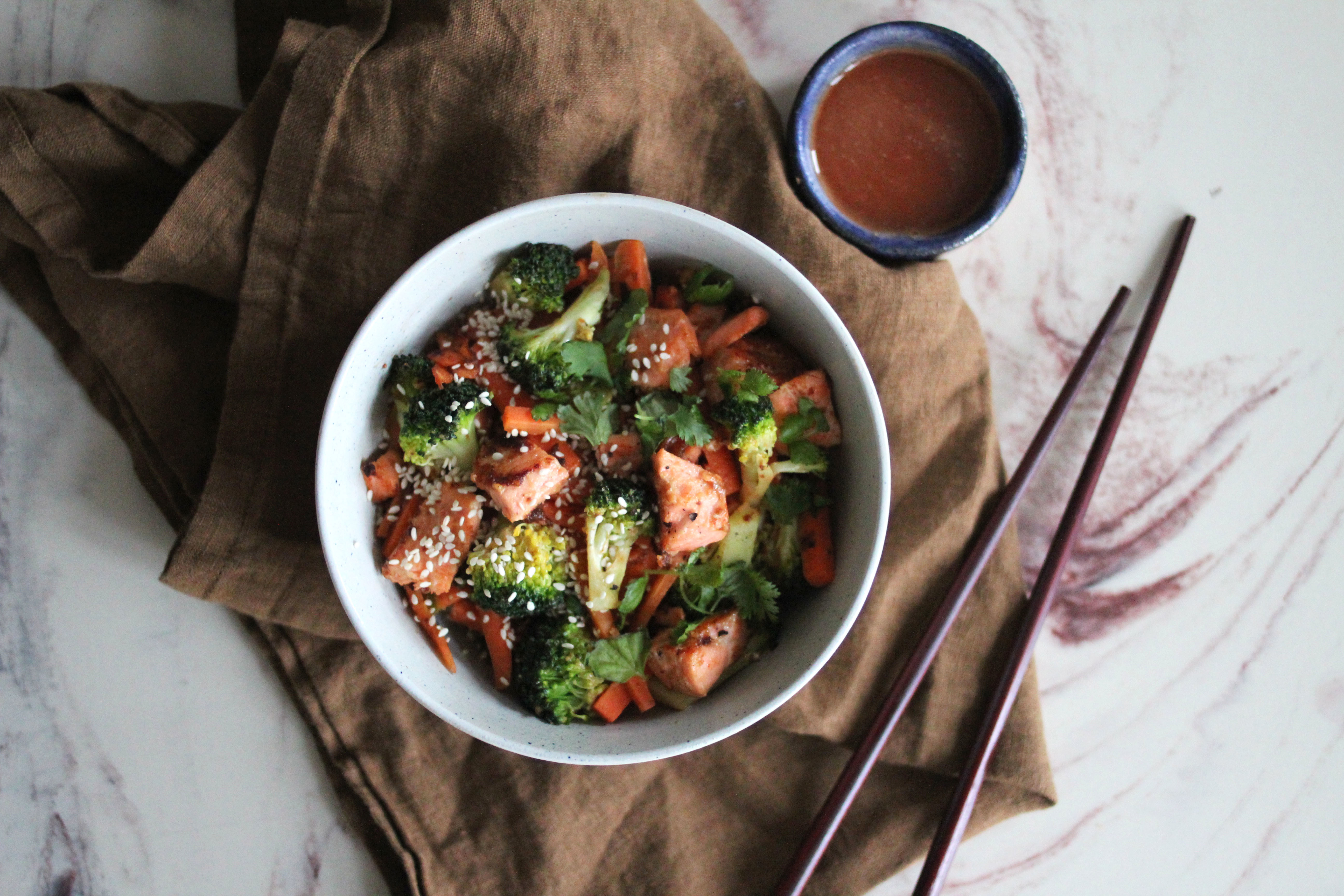 Wok med lax
