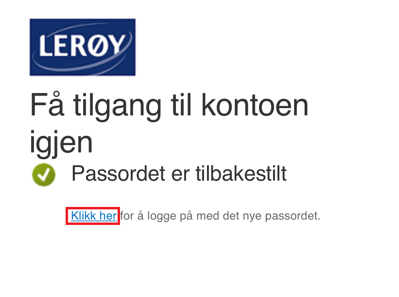 Skjermbilde glemt passord