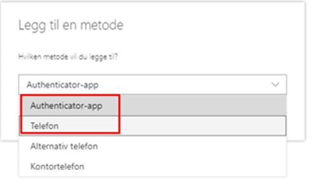 Skjermbilde Multi-faktor autentisering