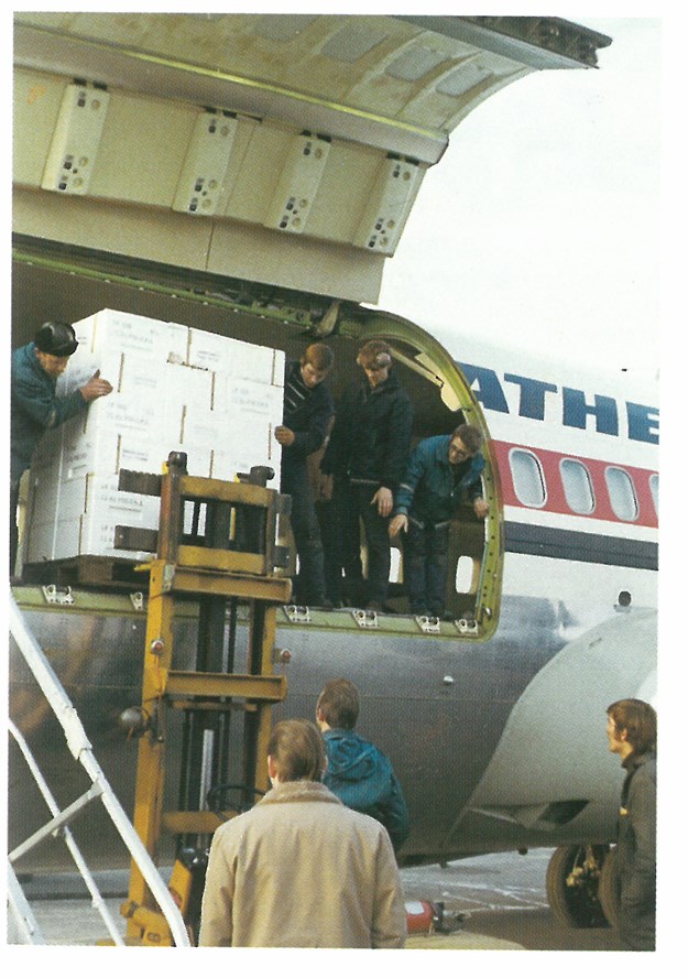 Flight transport of salmon in 1995 from Norway to Japan