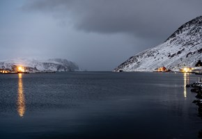 Kjellefjord fishing village by night