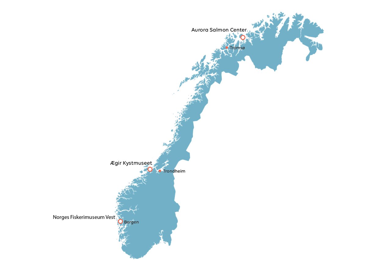 Kart over visningsenterene i Norge