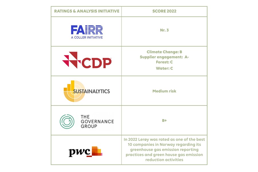 Table of rating agencies and ranking