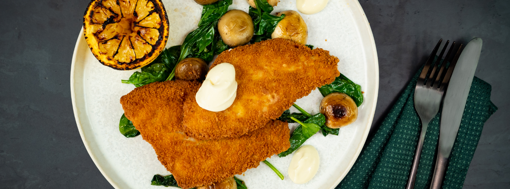 Panert rødspette med aioli og sitron