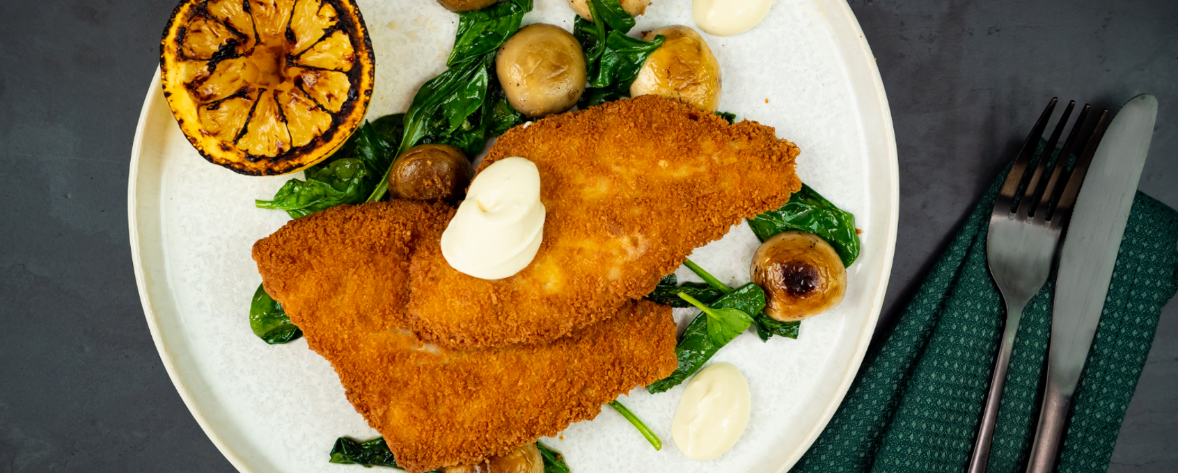 Panert rødspette med aioli og sitron