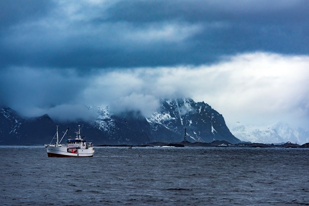 Boat along the Norwegian coast