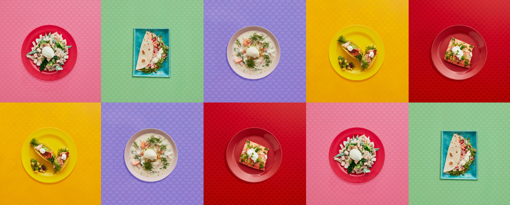 Samlebilde av middagsretter