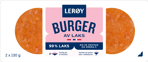 Lerøy burger av norsk laks forpakning 2x130 g