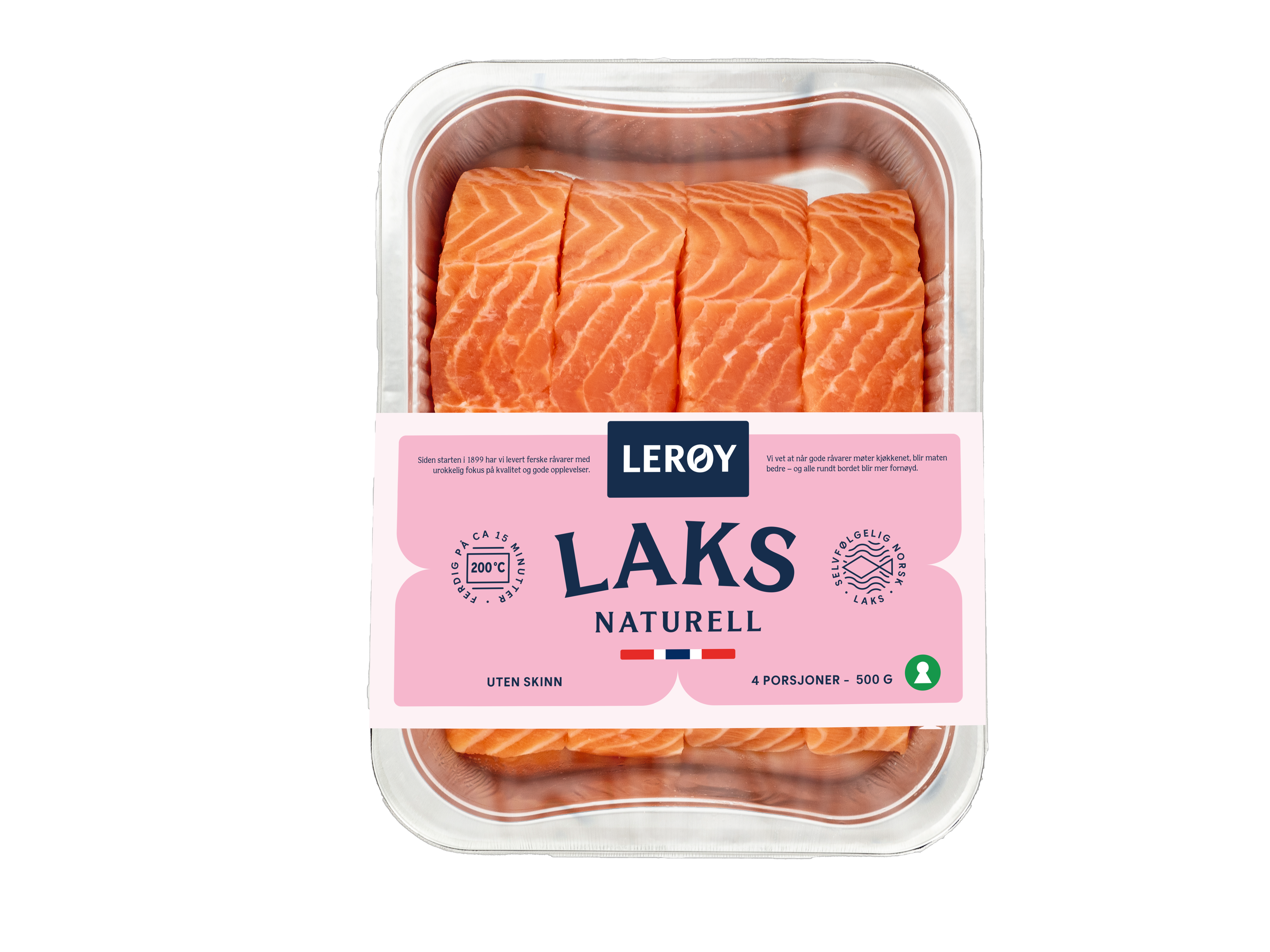 4 stykker laks naturell på 125 gram i aluminiumsform