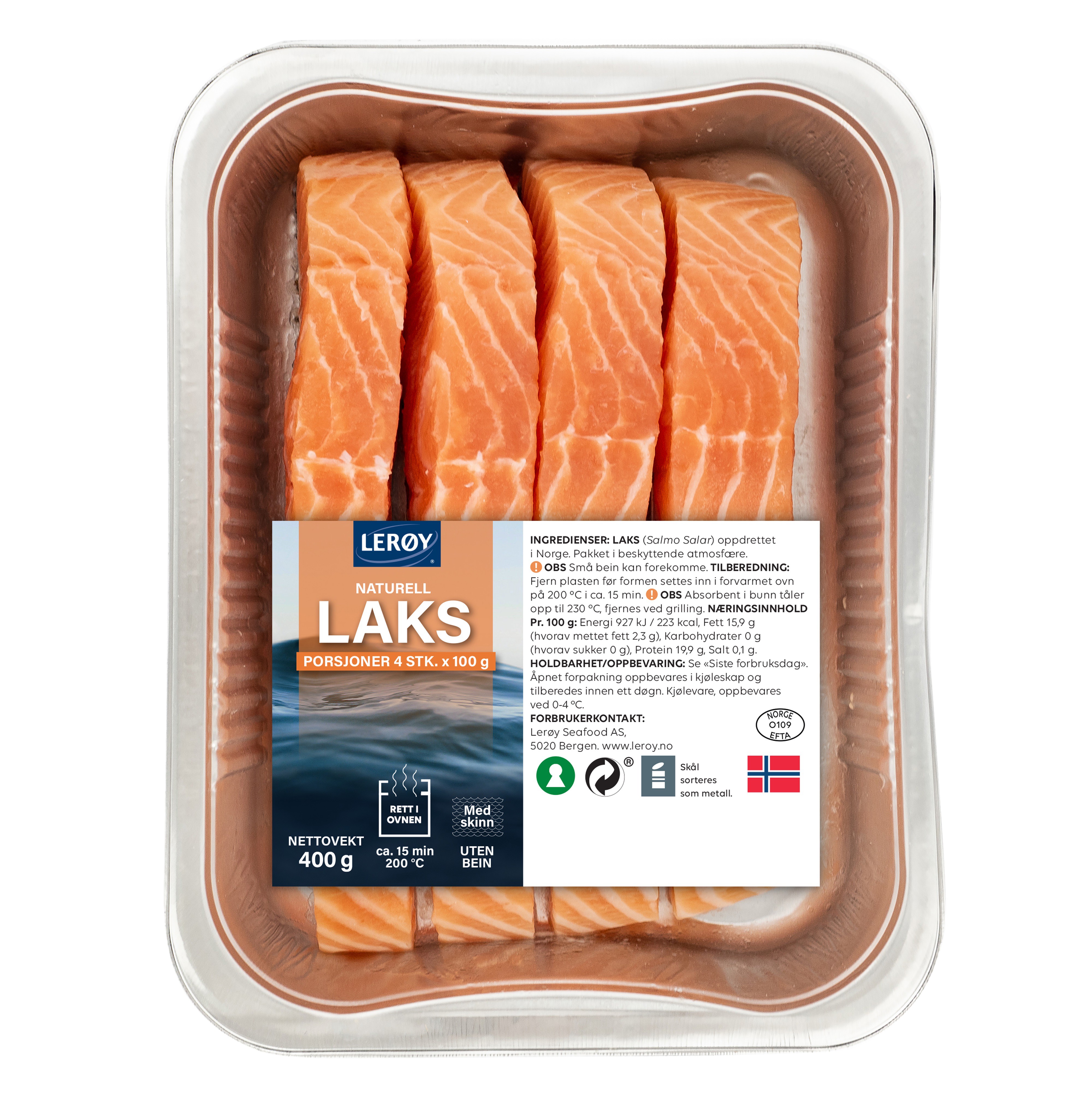 Laks naturell 4x100g