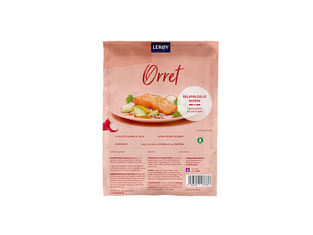 Ørret naturell fryst 2x125