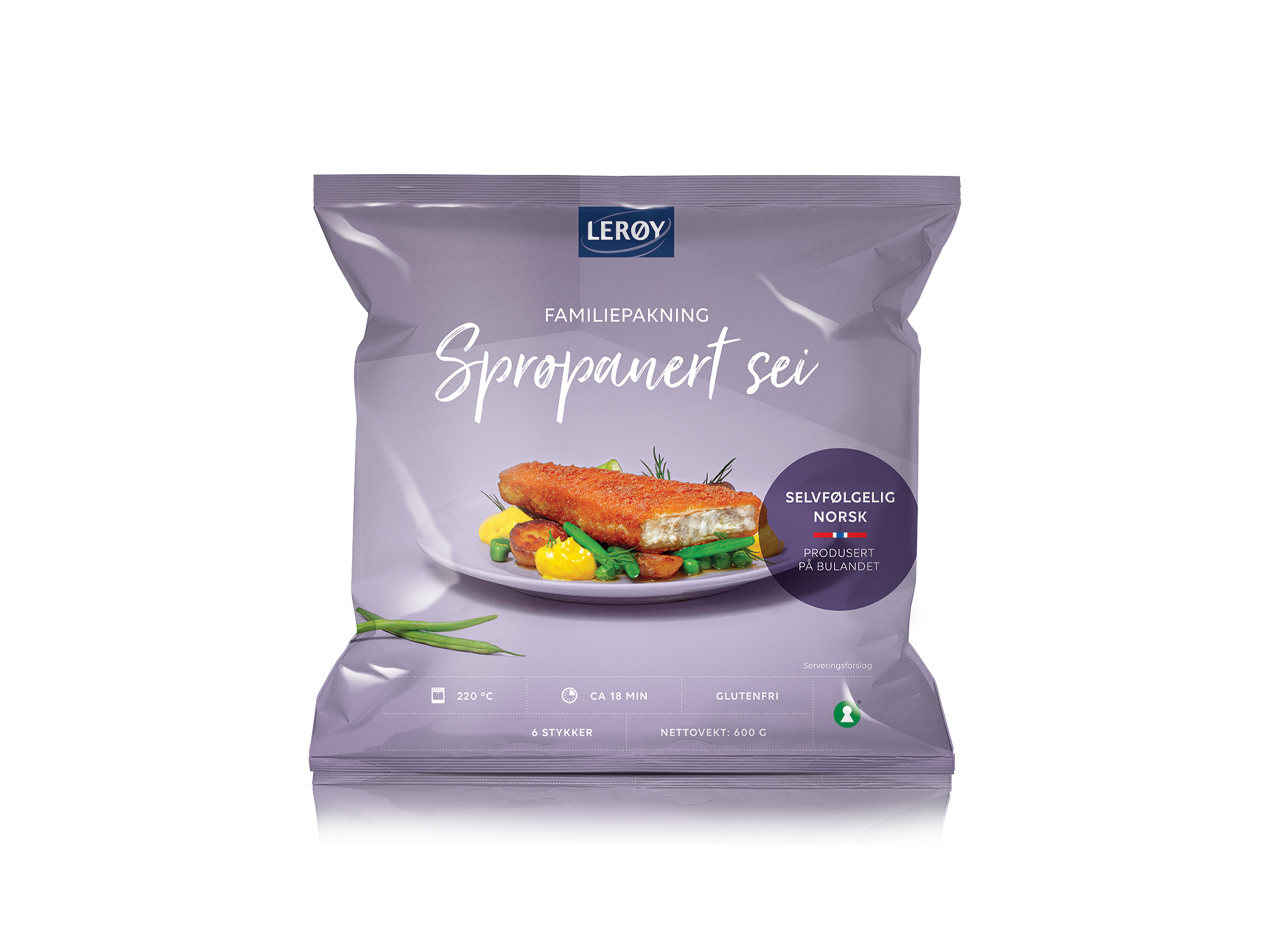 Sprøpanert sei forpakning