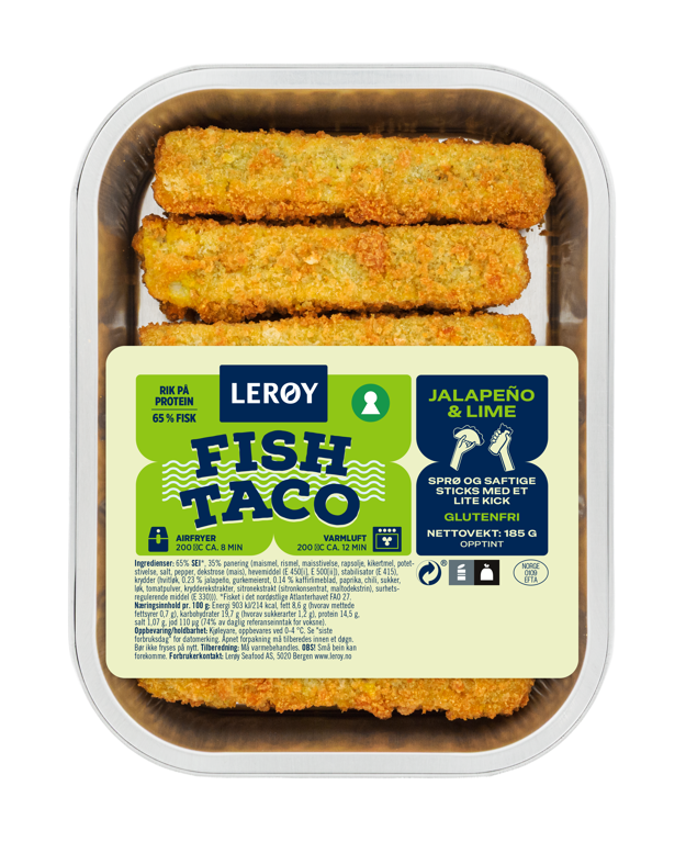 Lerøy Fish Taco Sticks Japapeno og Lime produktfoto i aluform