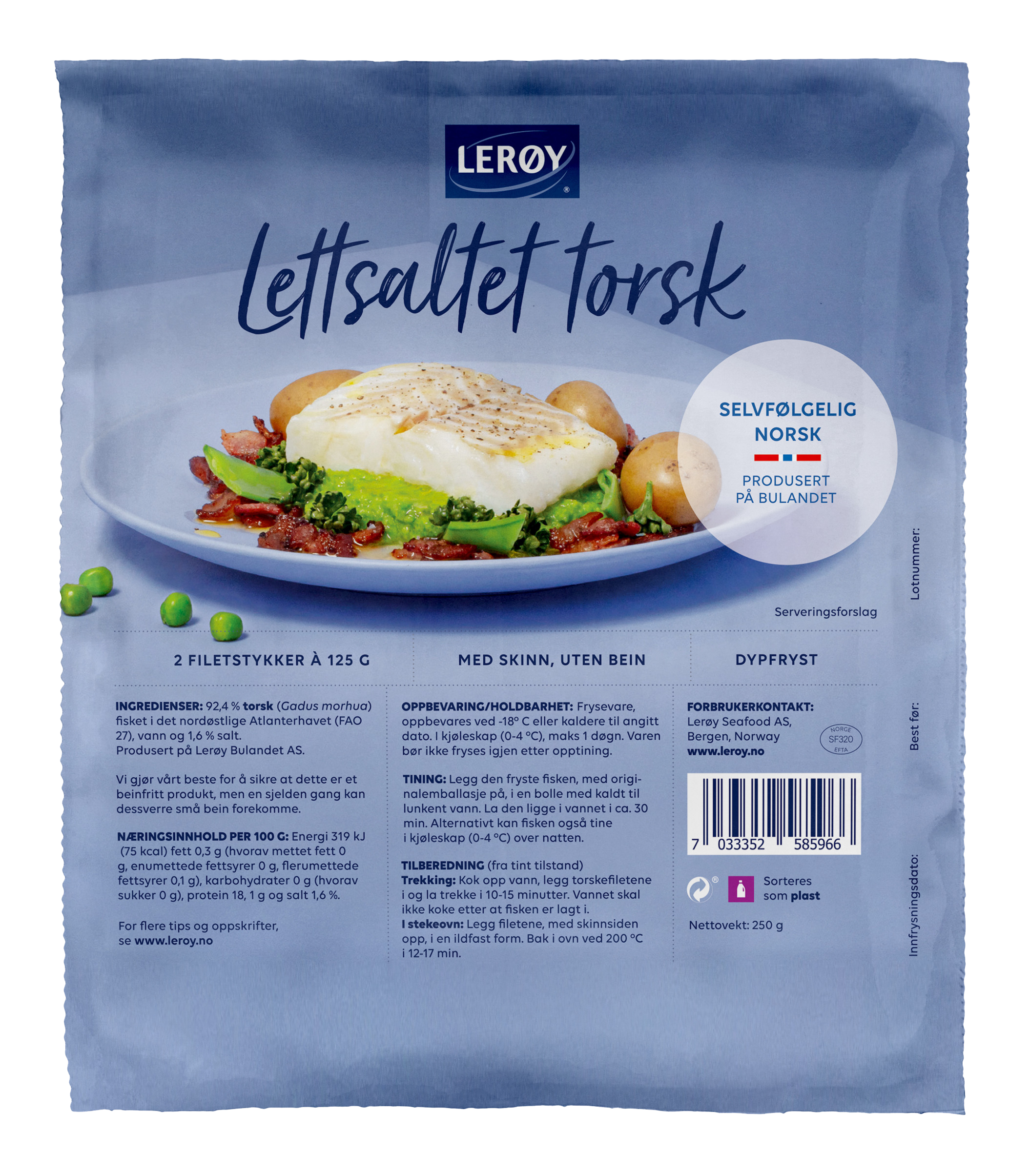 Lettsaltet torsk forpakning