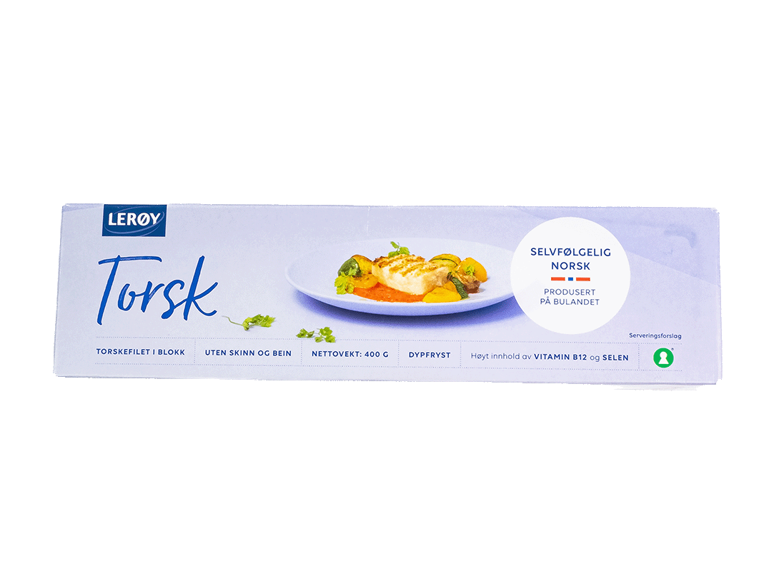 Pakning med torskefilet i blokk