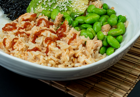 Salmon and rice bowl