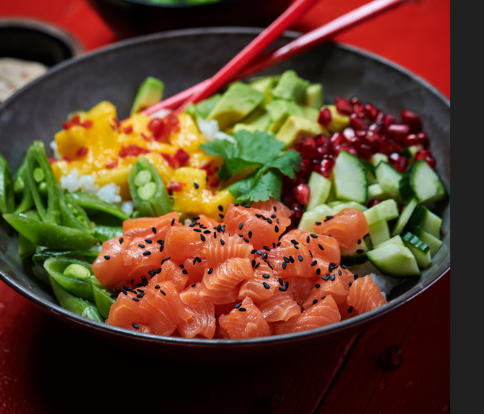 Haalands poke bowl med laks i svart skål