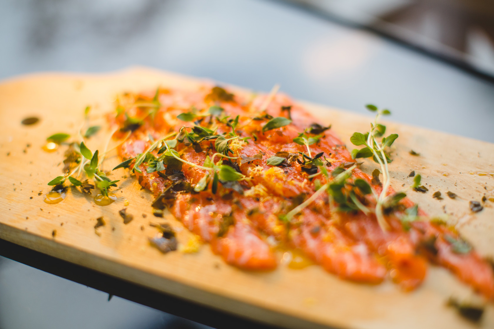 Fjord trout carpaccio with sugar kelp