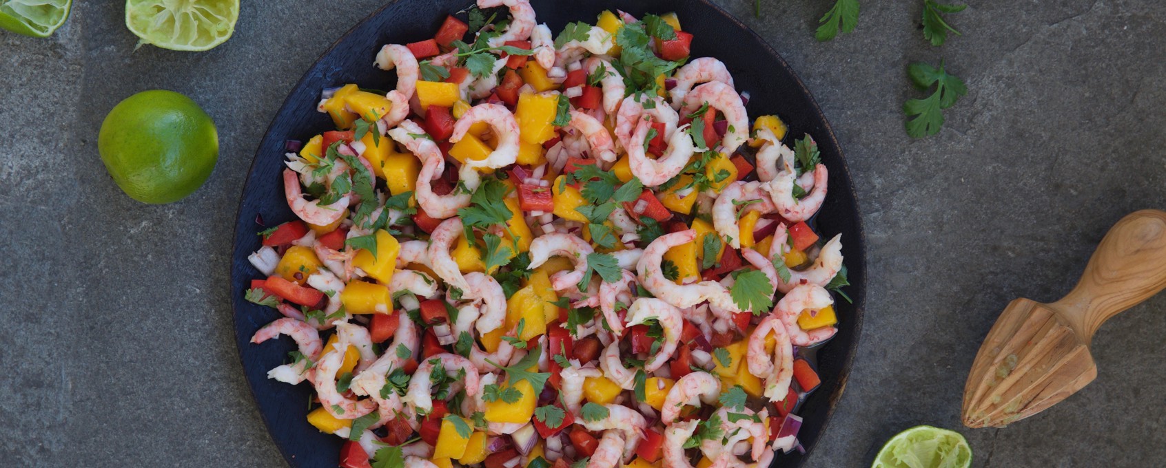 Ceviche med mango och räkor