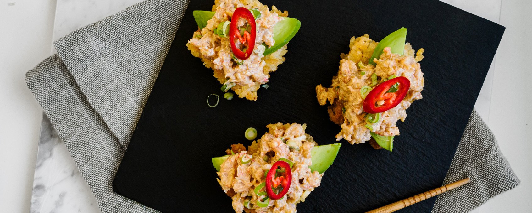 crispy rice med reker