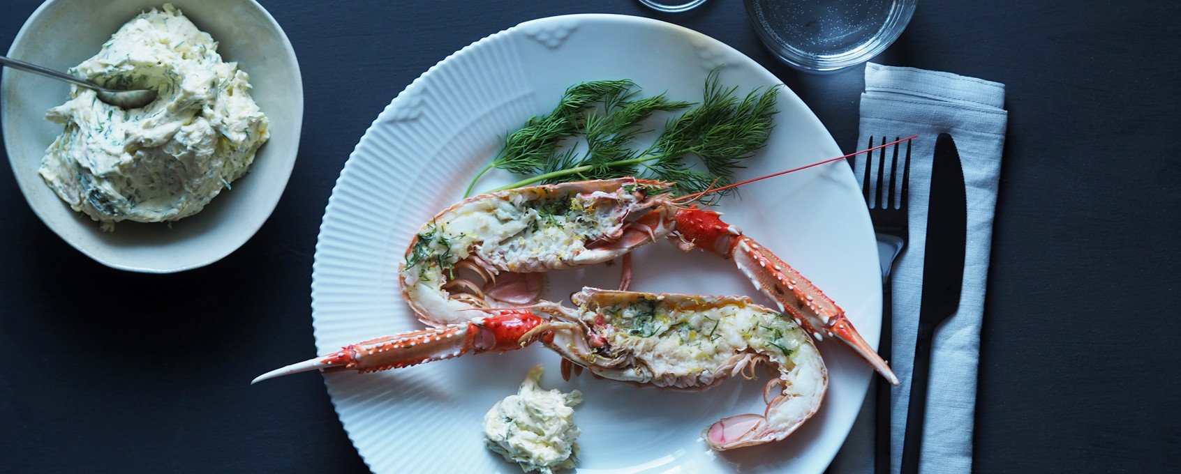 Gratinert sjøkreps med pisket klementinsmør