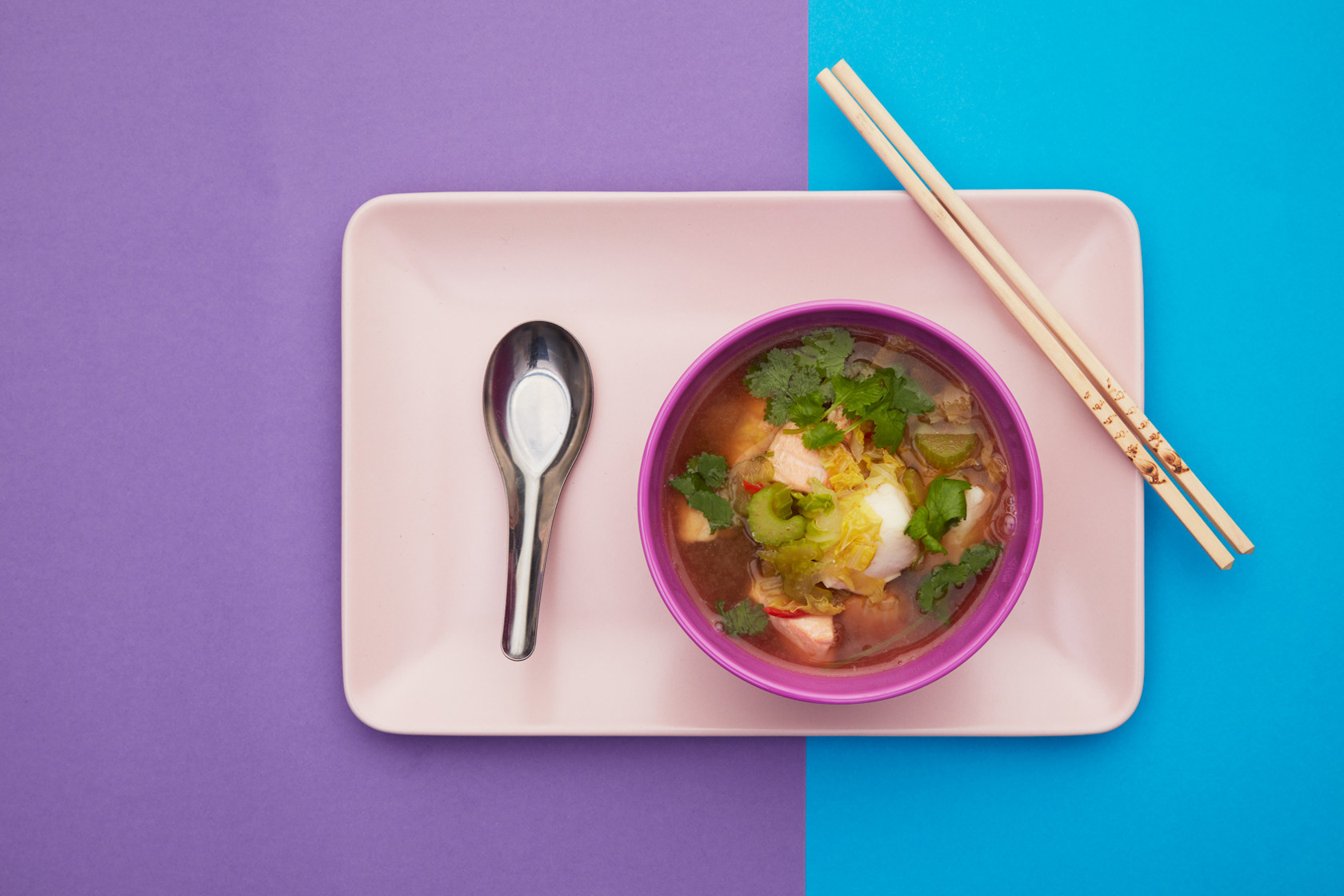 Hotpot with cod, salmon and ginger