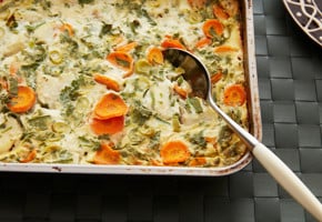 Ovnsbakt torsk med hvit saus