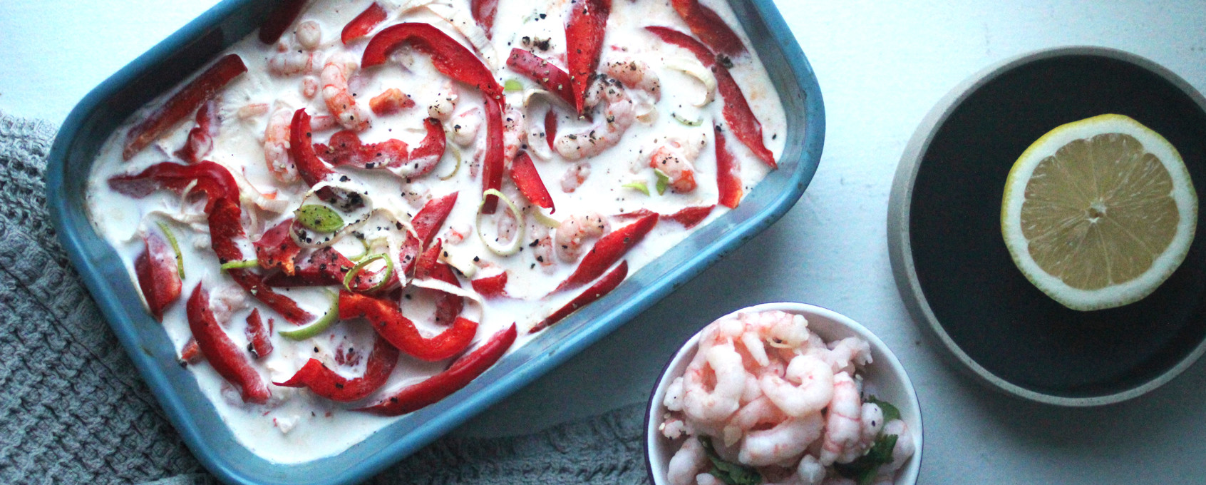 Reker i form med fløte og paprika