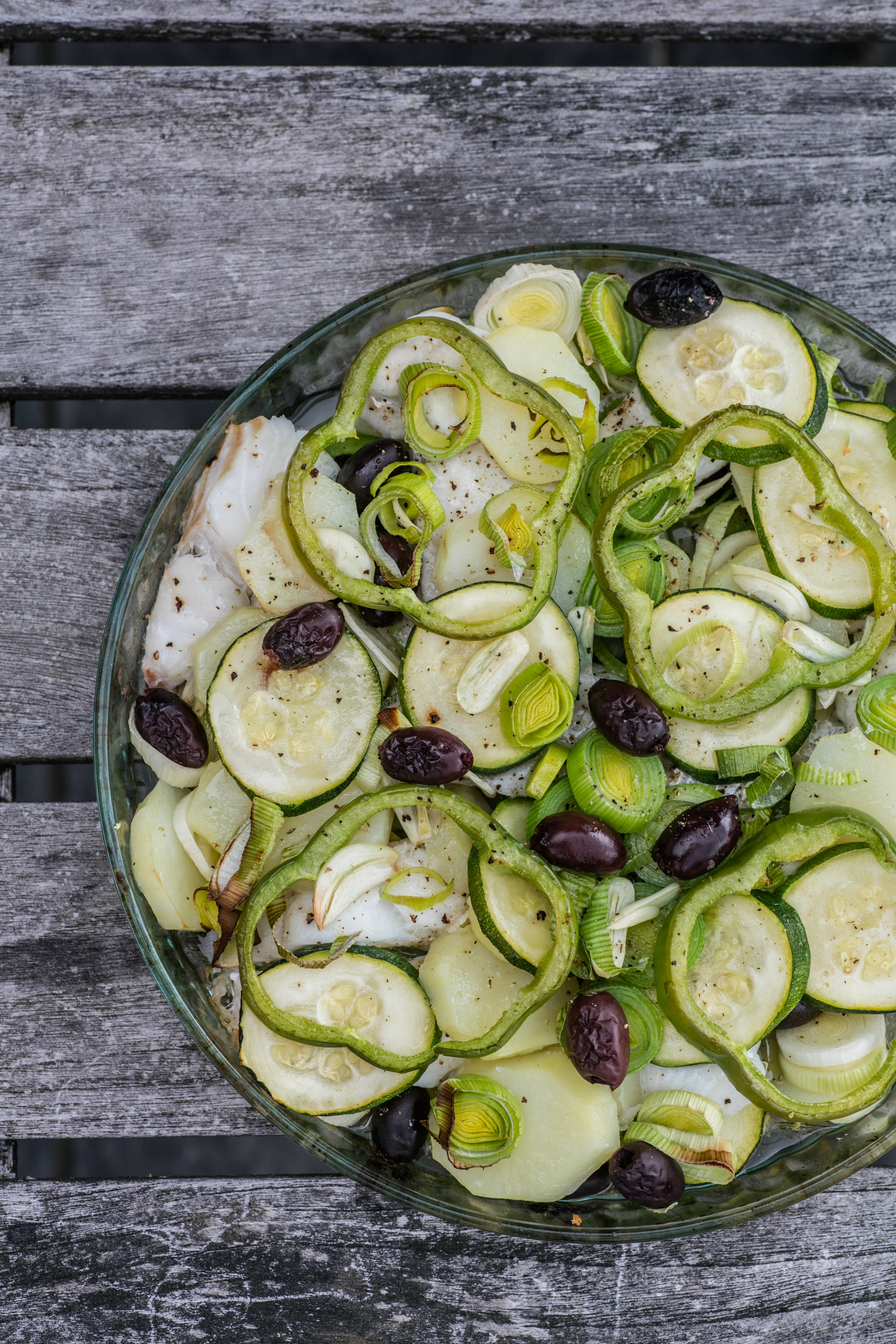 Oven-baked cod with squash