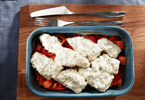 Torsk i form med søtpotet, chili og yoghurt